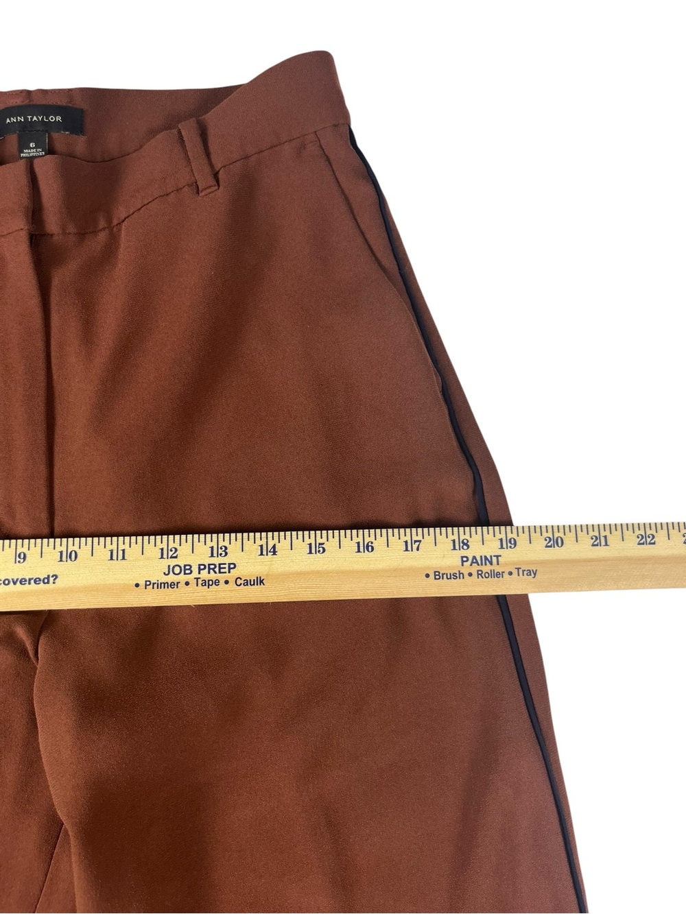 Ann Taylor Wide-Leg High-Rise Pants in Brown rust color with black trim sku 148 - Picture 10 of 12